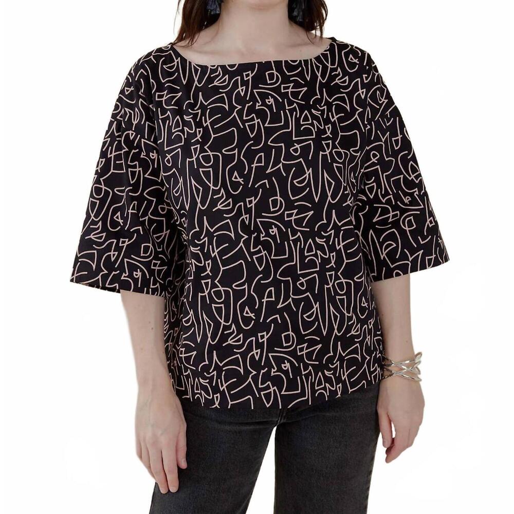 NEW MATA TRADERS ruth top in black lines